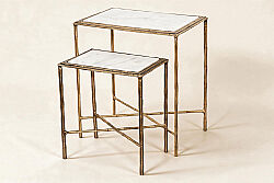 İKİLİ DİKDÖRTGEN ZİGON SEHPA - ÜST MERMER - ANTİK GOLD - 60X40X60 CM - 45X33X50 CM - 45859 - HSH-KRVN ORTAK