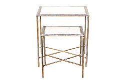 İKİLİ DİKDÖRTGEN ZİGON SEHPA - ÜST MERMER - ANTİK GOLD - 60X40X60 CM - 45X33X50 CM - 45859 - 5