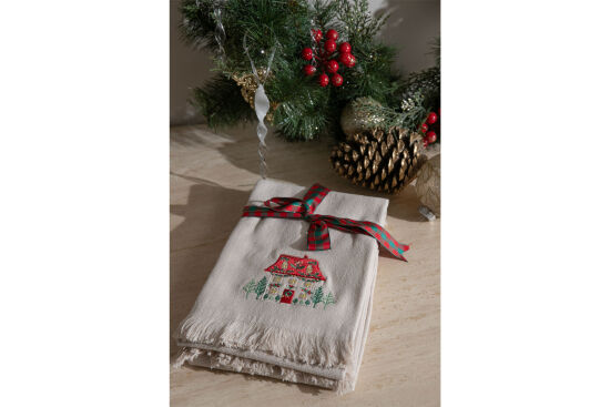 İKİLİ EV NAKIŞ YILBAŞI MUTFAK HAVLUSU - 2