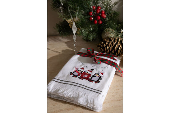 İKİLİ ŞAPKALI PENGUEN YILBAŞI MUTFAK HAVLUSU - 3