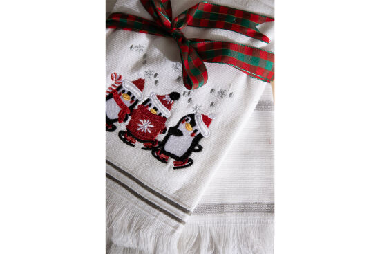 İKİLİ ŞAPKALI PENGUEN YILBAŞI MUTFAK HAVLUSU - 4