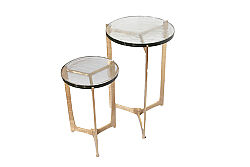 İKİLİ ZİGON SEHPA ÜST CAM ALTIN 30X30X50 CM - 40X40X60 CM 45852 - 4