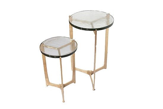 İKİLİ ZİGON SEHPA ÜST CAM ALTIN 30X30X50 CM - 40X40X60 CM 45852 - 4
