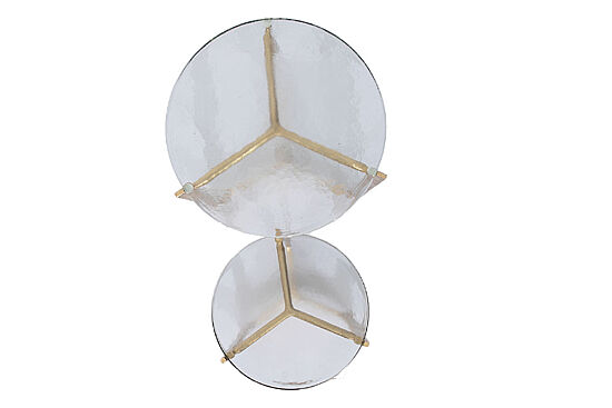 İKİLİ ZİGON SEHPA ÜST CAM ALTIN 30X30X50 CM - 40X40X60 CM 45852 - 2