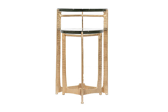 İKİLİ ZİGON SEHPA ÜST CAM ALTIN 30X30X50 CM - 40X40X60 CM 45852 - 5