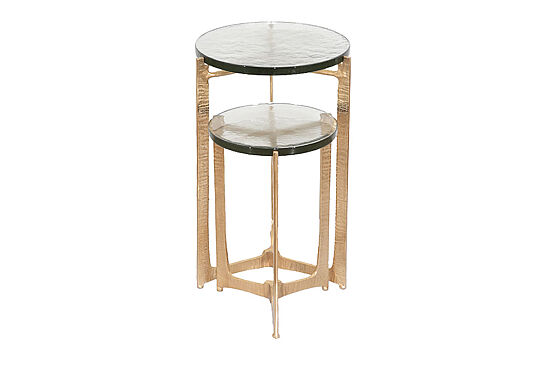 İKİLİ ZİGON SEHPA ÜST CAM ALTIN 30X30X50 CM - 40X40X60 CM 45852 - 6