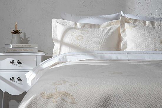 JADESSA PİKE-YATAK ÖRTÜSÜ 240x250 3 PRC KREM-GOLD - 1