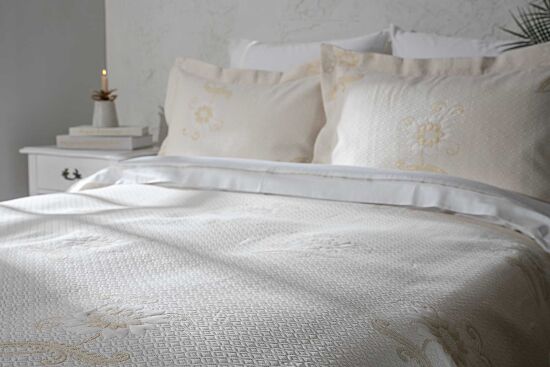 JADESSA PİKE-YATAK ÖRTÜSÜ 240x250 3 PRC KREM-GOLD - 2