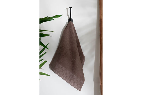 JAKARLI GEOMETRİK DESEN BORDÜRLÜ HAVLU 30X50cm KAHVE