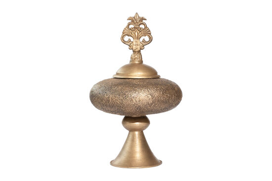 KAPAKLI DEKORATİF VAZO GOLD ESKİTME 30X50 CM - 1