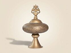 KAPAKLI DEKORATİF VAZO GOLD ESKİTME 30X50 CM - KERVAN