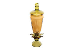 KAPAKLI KÜÇÜK VAZO AMBER-YEŞİL 12.5x41.5 cm - KERVAN