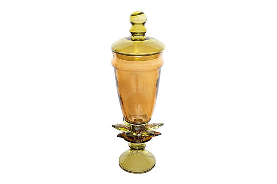 KAPAKLI KÜÇÜK VAZO AMBER-YEŞİL 12.5x41.5 cm - 1