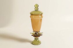 KAPAKLI KÜÇÜK VAZO AMBER-YEŞİL 12.5x41.5 cm - KERVAN