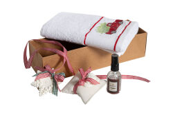 KOKU KESESİ/ARABA NAKIŞLI HAVLU 45x70 cm KUTULU SET BEYAZ - HOME SWEET HOME