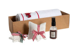 KOKU KESESİ/ARABA NAKIŞLI HAVLU 45x70 cm KUTULU SET BEYAZ - 4