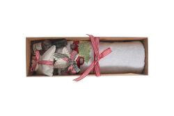 KOKU KESESİ/ARABA NAKIŞLI HAVLU 45x70 cm KUTULU SET BEYAZ - 5