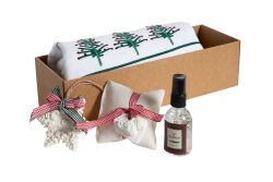 KOKU KESESİ/ÇAM AĞACI NAKIŞLI HAVLU 45x70 cm KUTULU SET BEYAZ - HOME SWEET HOME