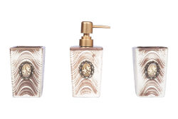 KUŞ ROZETLİ ZYB2040 BANYO SET 3'LÜ (SIVI SABUNLUK-DIS FIRCALIK-PAMUKLUK) - HSH-KRVN ORTAK