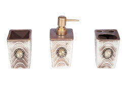 KUŞ ROZETLİ ZYB2040 BANYO SET 3'LÜ (SIVI SABUNLUK-DIS FIRCALIK-PAMUKLUK) - 2