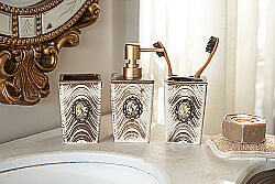 KUŞ ROZETLİ ZYB2040 BANYO SET 3'LÜ (SIVI SABUNLUK-DIS FIRCALIK-PAMUKLUK) - 4