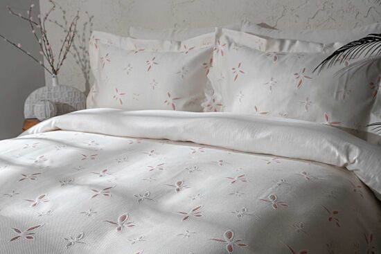 LADİS PİKE-YATAK ÖRTÜSÜ 240x250 3 PRC KREM-SOMON - 2