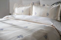 LAGOS PİKE-YATAK ÖRTÜSÜ 240x250 3 PRC KREM-MAVİ - 2