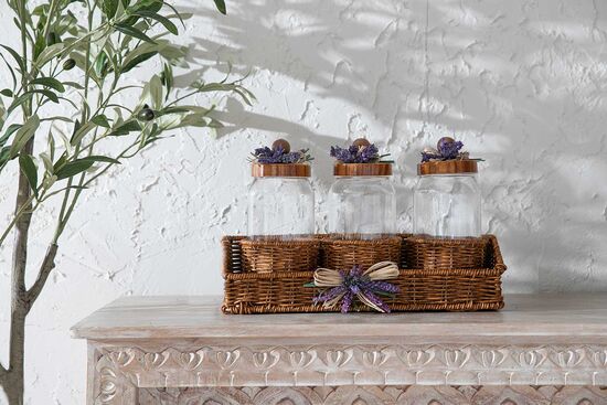 LAVENDER 3'LÜ KAVANOZ SET (7 PRÇ) 13X38X25 CM (SPT-303)