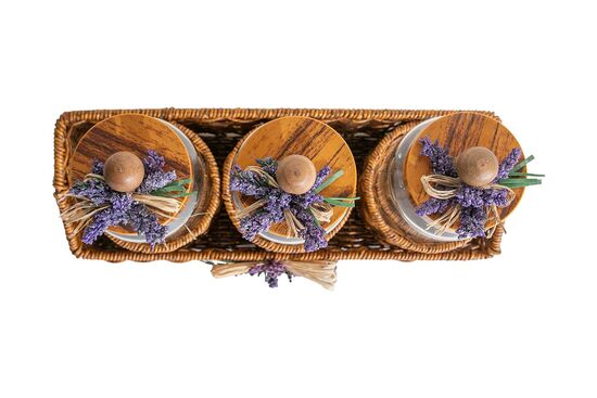 LAVENDER 3'LÜ KAVANOZ SET (7 PRÇ) 13X38X25 CM (SPT-303)