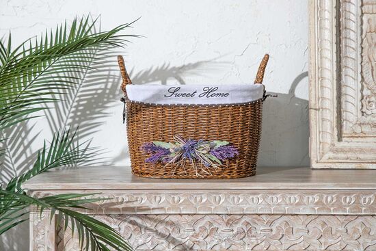 LAVENDER KULPLU OVAL SEPET (L) 40X30X24 CM (SPT-319)