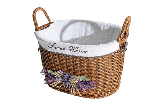 LAVENDER KULPLU OVAL SEPET (L) 40X30X24 CM (SPT-319)