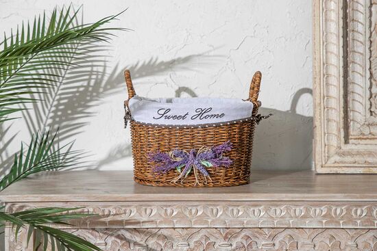 LAVENDER KULPLU OVAL SEPET (M) 34X24X20 CM (SPT-319)