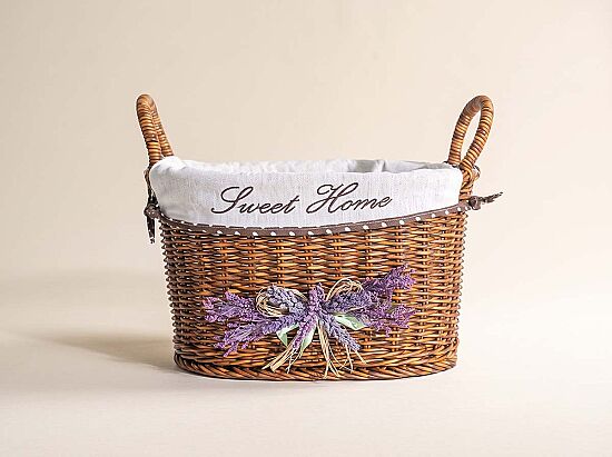 LAVENDER KULPLU OVAL SEPET (M) 34X24X20 CM (SPT-319) - 1