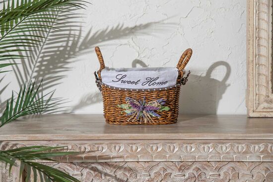 LAVENDER KULPLU OVAL SEPET (S) 28X18X16 CM (SPT-319)