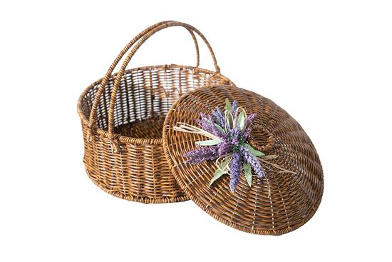 LAVENDER KULPLU YUVARLAK PİKNİK SEPETİ (M) 29X19 CM (SPT-332)