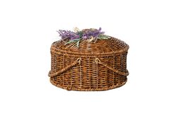 SEPET - LAVENDER KULPLU YUVARLAK PİKNİK SEPETİ (S) 24X15 CM (SPT-332)