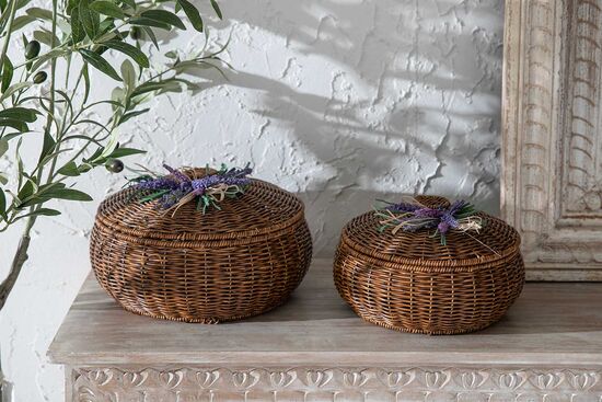 LAVENDER YUVARLAK KAPAKLI SEPET (M) 29X19 CM (SPT-333)