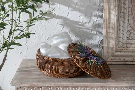 LAVENDER YUVARLAK KAPAKLI SEPET (M) 29X19 CM (SPT-333)