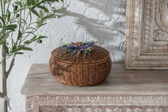 LAVENDER YUVARLAK KAPAKLI SEPET (M) 29X19 CM (SPT-333)