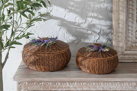 LAVENDER YUVARLAK KAPAKLI SEPET (S) 24X15 CM (SPT-333)
