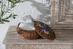 LAVENDER YUVARLAK KAPAKLI SEPET (S) 24X15 CM (SPT-333) - Thumbnail