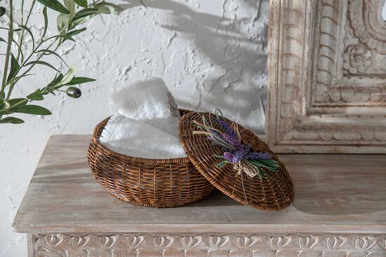 LAVENDER YUVARLAK KAPAKLI SEPET (S) 24X15 CM (SPT-333)