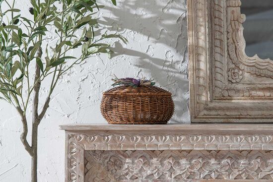 LAVENDER YUVARLAK KAPAKLI SEPET (S) 24X15 CM (SPT-333)