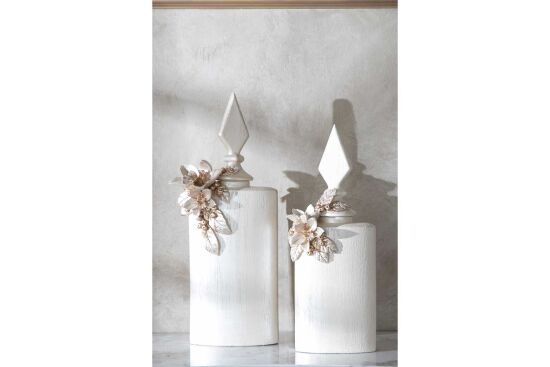 LAVİN KAPAKLI VAZO BÜYÜK 25X60 CM KREM-GOLD - 6