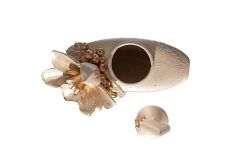 LAVİN KAPAKLI VAZO BÜYÜK 25X60 CM KREM-GOLD - 3