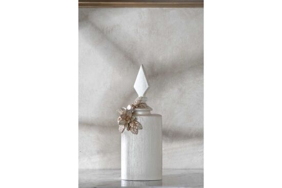 LAVİN KAPAKLI VAZO KÜÇÜK 25X50 CM KREM-GOLD - 5