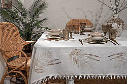 LEAFY 140X180 MASA ORTUSU ECRU - HSH-KRVN ORTAK