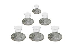 LEAFY 6'LI ÇAY BARDAĞI TAKIMI (6 BARDAK+6 TABAK) - NESKAFE-ÇAY FİNCANI