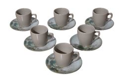 LEAFY 6'LI TÜRK KAHVESİ FİNCAN TAKIMI 110 CC (6 FİNCAN+6 TABAK) - NESKAFE-ÇAY FİNCANI