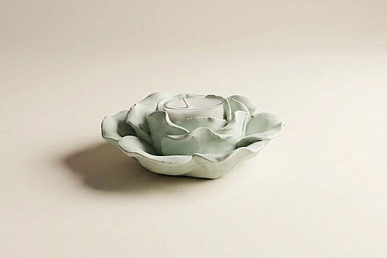 LESTİNA GÜL TEALIGHT MUM 12x3,5 cm YEŞİL - 1